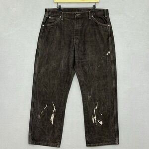 Vintage Dickies Mens Jeans 38W 30L Y2K Loose Distressed Black Wash Bleached Work